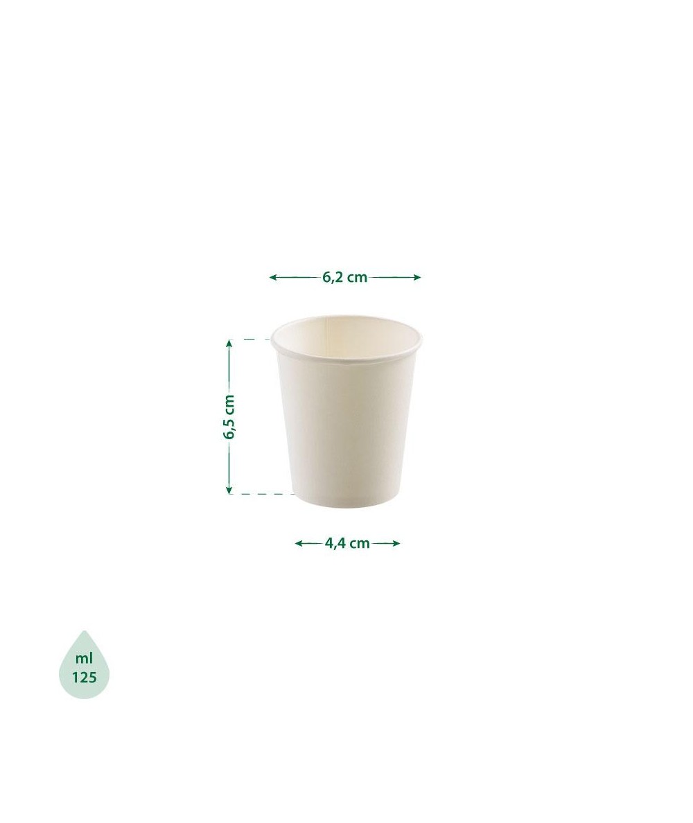 Bicchiere di cartoncino biodegradabile e compostabile bianco 4oz ml 125