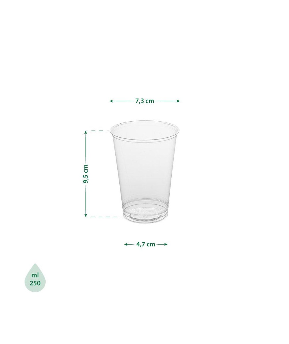 Bicchiere in PLA Bio cc 250 tacca cc 200 - bicchieri biodegradabili
